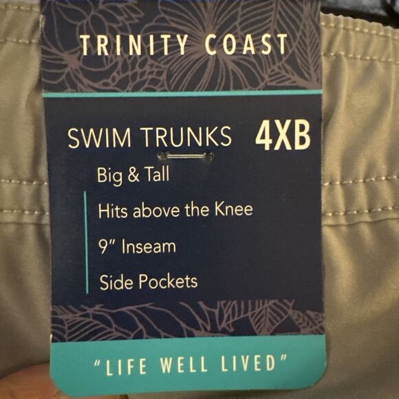 Trinity Coast Big & Tall Swim Trunks Men's Lined 9” Inseam gray black 4XB New - Picture 8 of 11